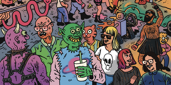 see/saw’s top 54 punk + rock'n'roll records of 2025, broadsheet cover artwork by David Alvarado