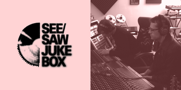 see/saw jukebox graphic by Tyler Nickell, the Marked Men photo courtesy the band