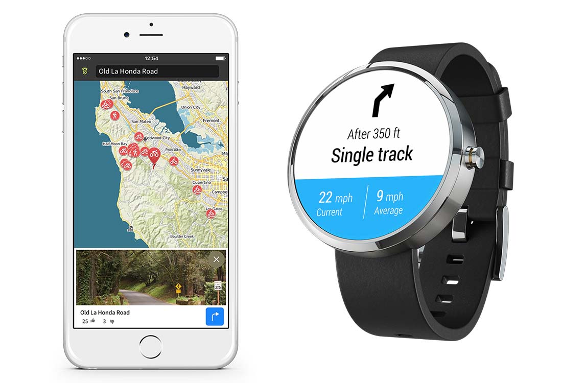 Komoot app on iPhone and smart watch