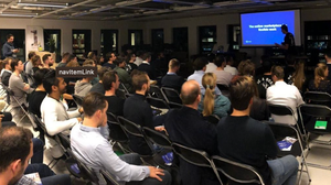 Photo of presentation given to crowd