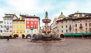City center with fountain