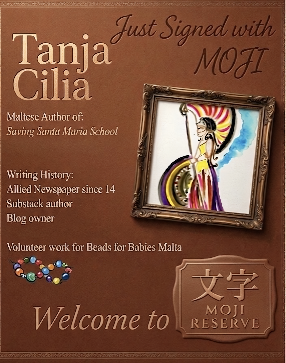 Welcome to Moji Reserve, Tanja Cilia