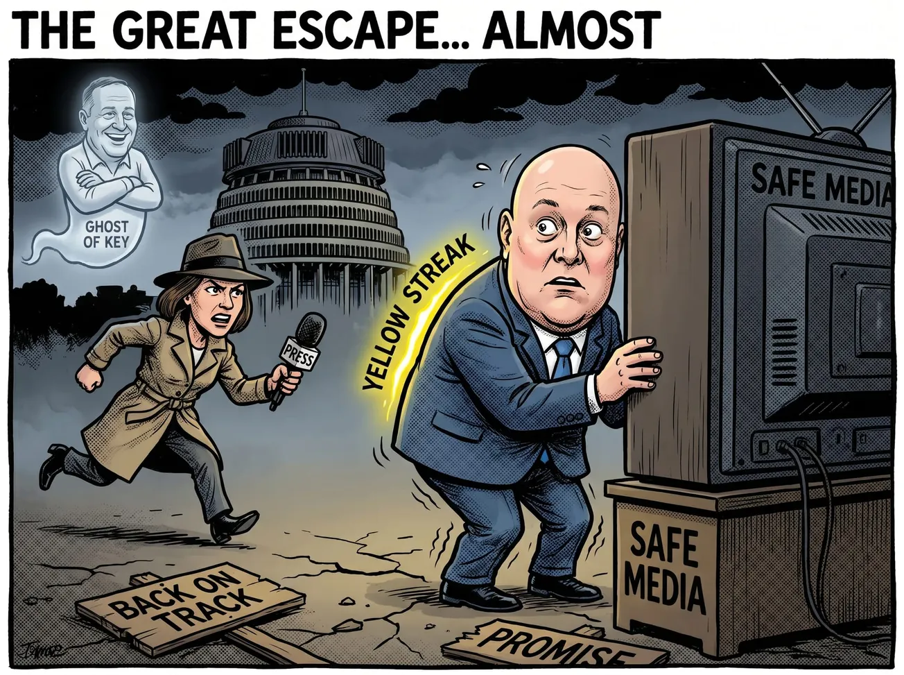 Luxon Shows His Yellow Streak by Running from Tova