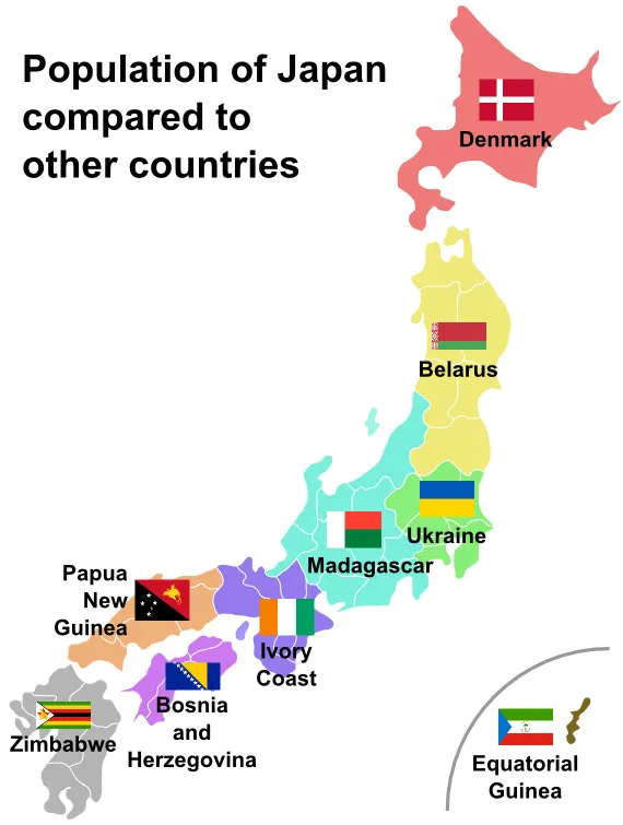 Map of the day: Population of Japan Compared to other Countries