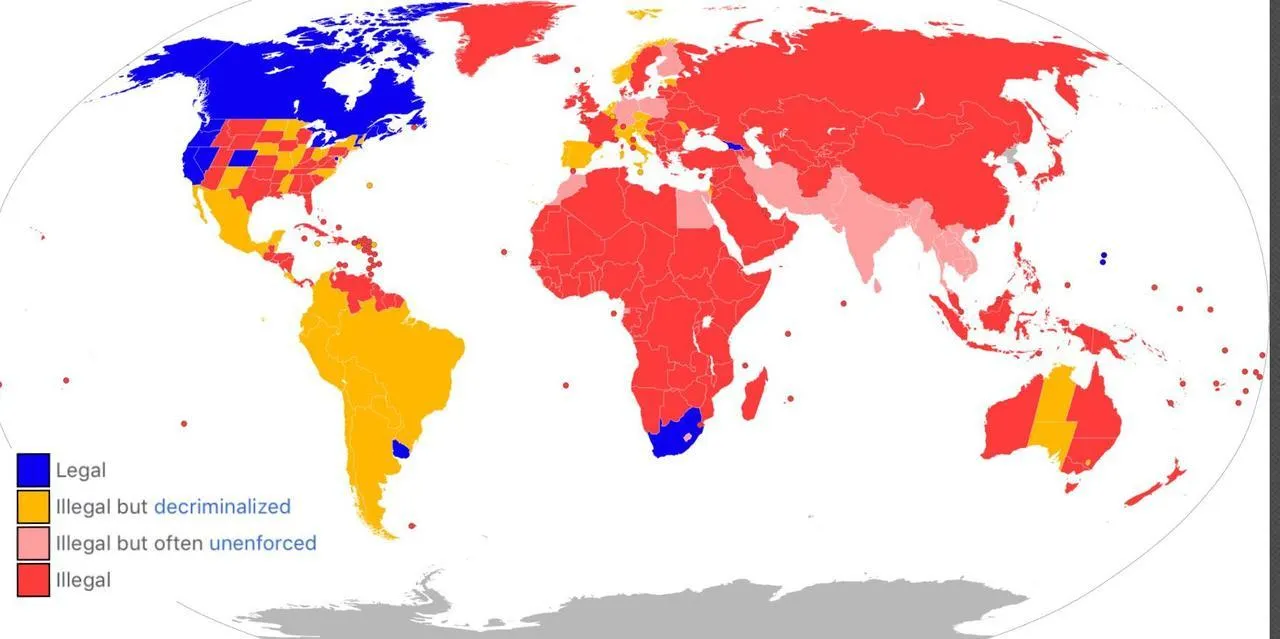 Map of the day: Countries where cannabis use is legal