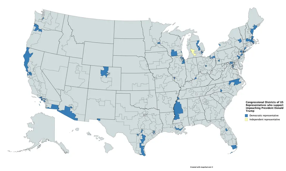 Map of the Day: Congressional Districts that support Impeaching President Trump