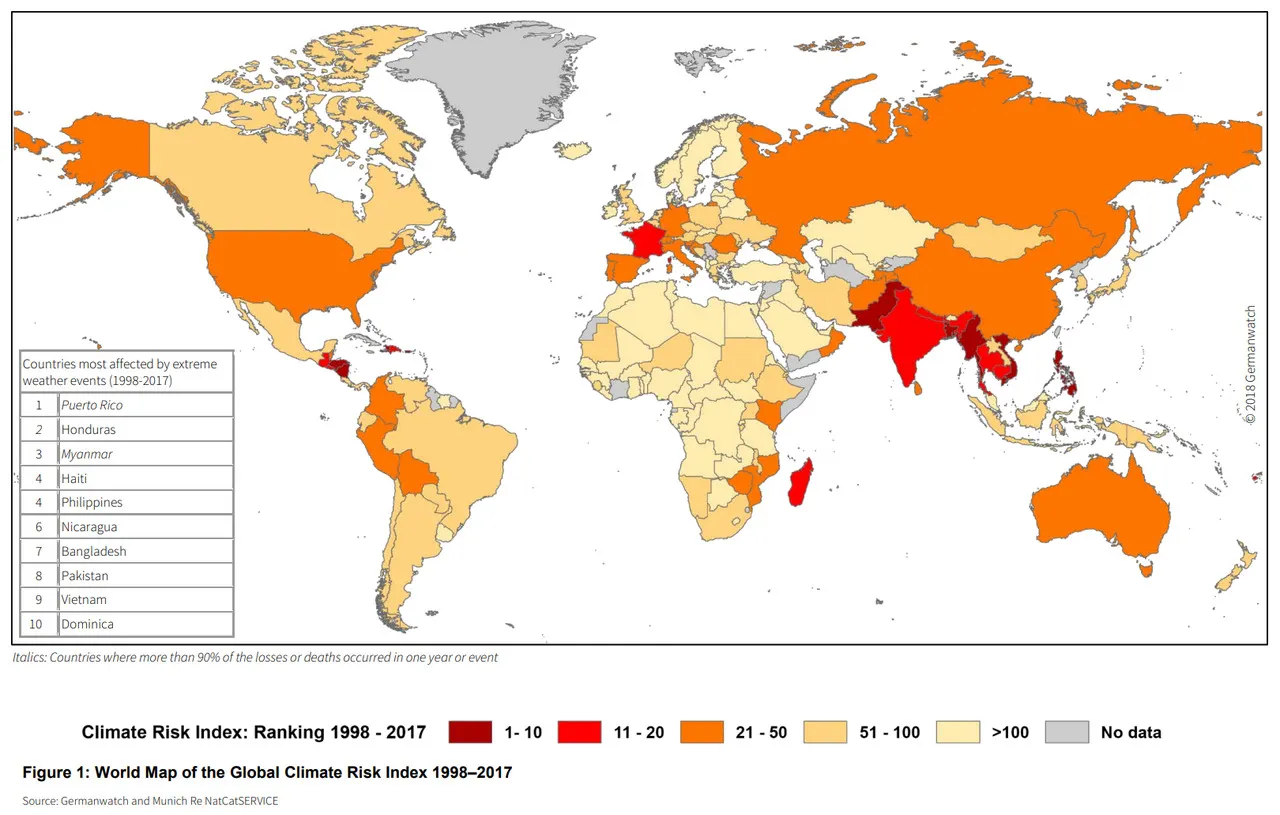 Map of the Day: Global Climate Risk Index 1998 –2017