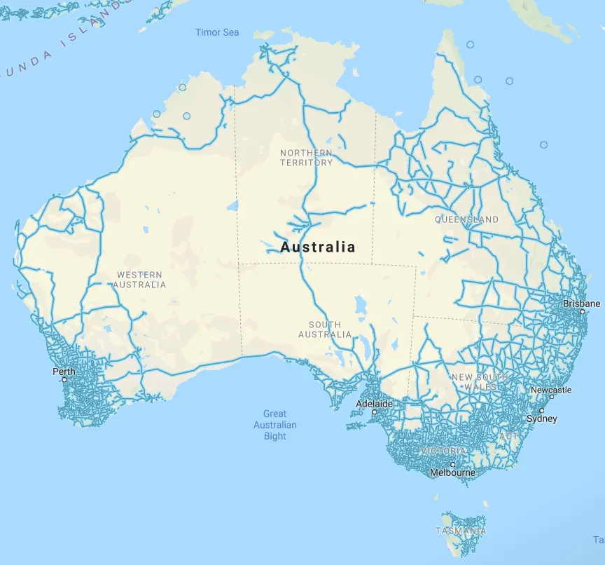 Map of the Day: Street View of Australia Shows How Sparsely Populated it is