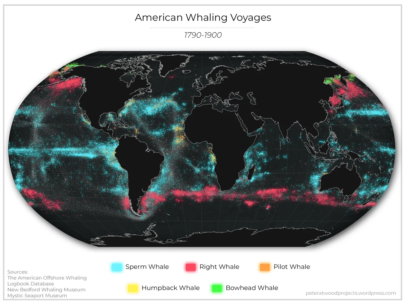 Map of the Day: Whales Killed by American Whaling ships