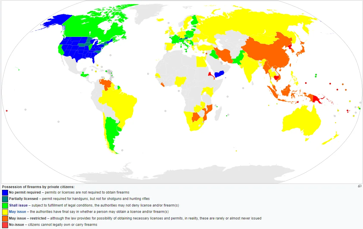 Map of the day: Possession of Firearms by Private Citizens
