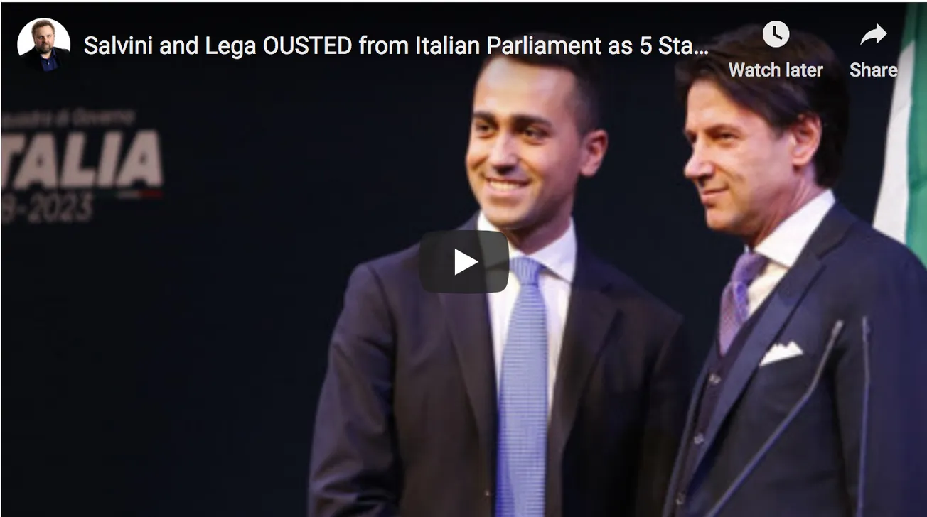 Salvini & Lega Ousted from Italian Parliament as 5 Star Betrays Voters