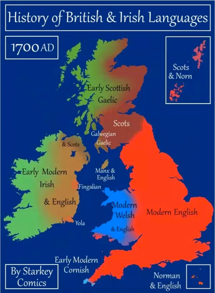 Map of the Day: Evolution of Irish & British Languages