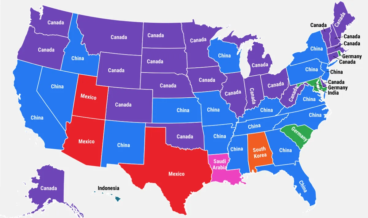 Map of the Day: Each State’s Biggest Import Trading Partner