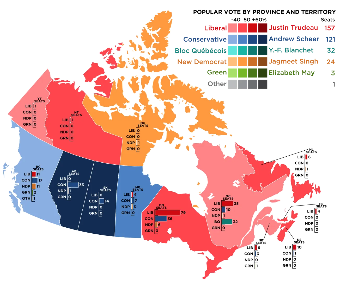 Map of the Day: Results of the Canadian Election 2019