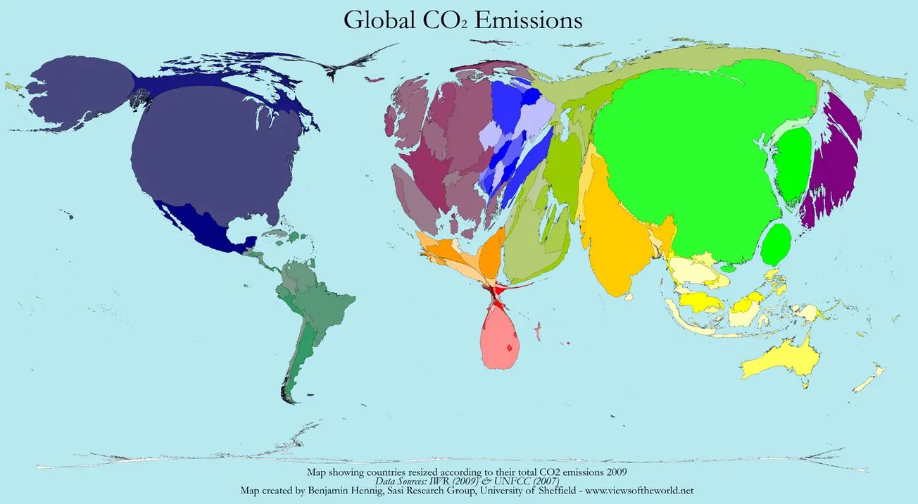 Map of the Day: Countries Sized According to their CO2 Emissions
