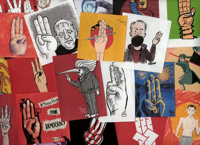 Artists ‘Raise Three Fingers’ in Support of Myanmar Protesters