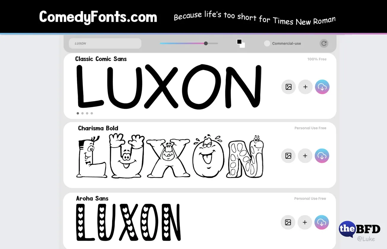 Luxon Comic Sans
