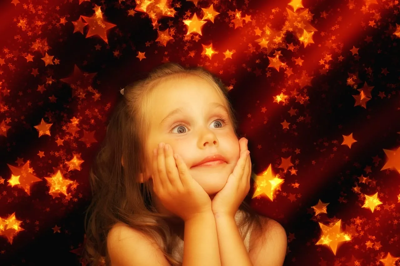 girl, stars, christmas