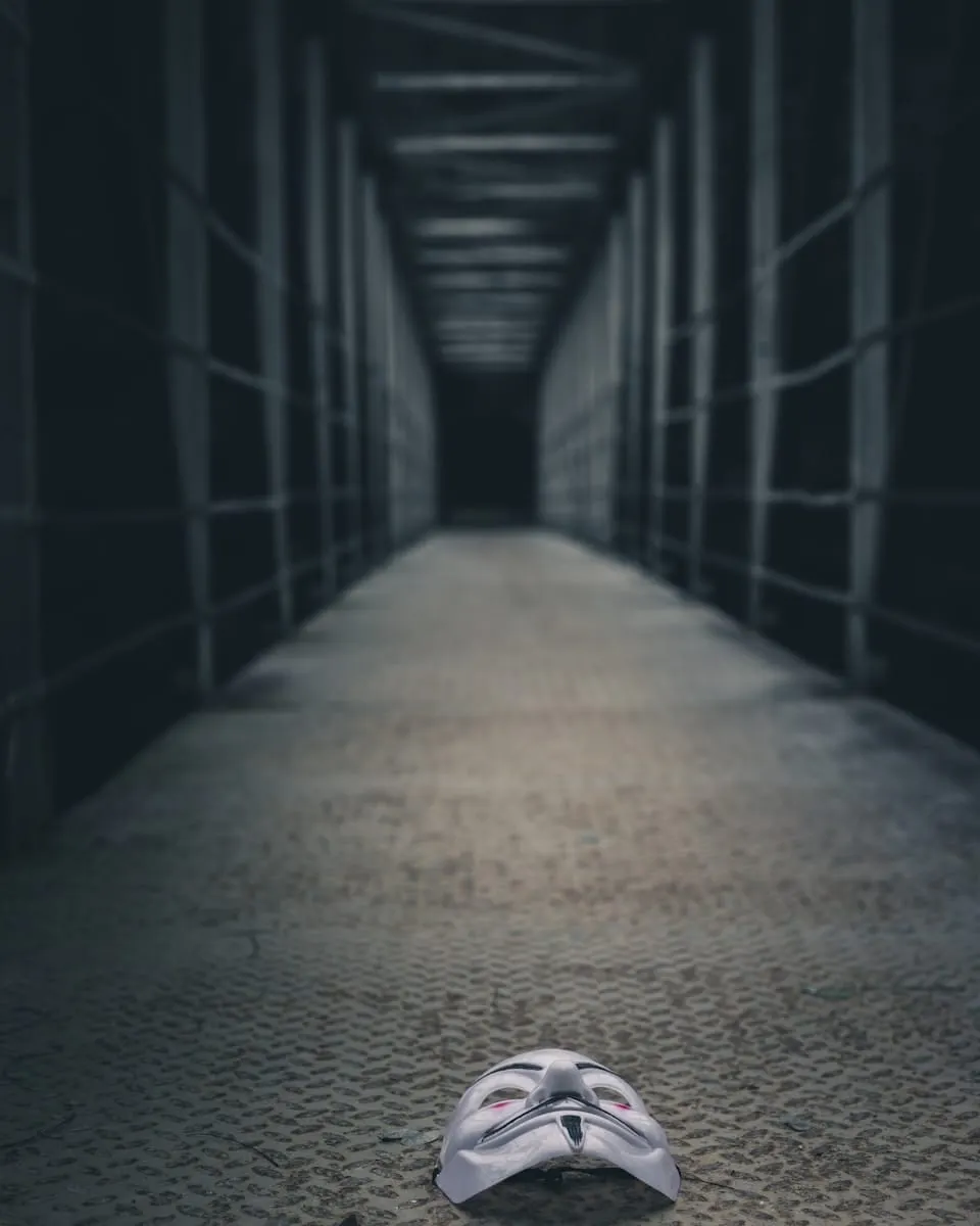 grayscale photo of a person in a tunnel