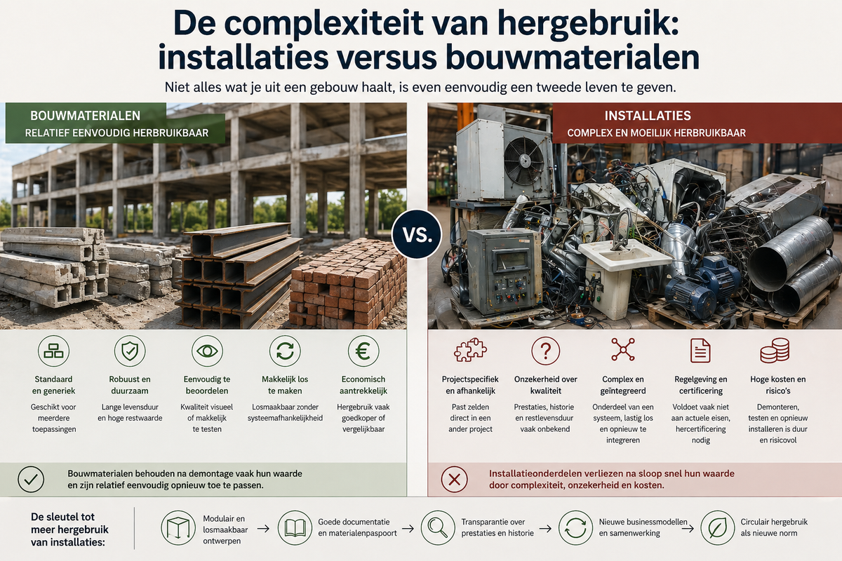 De complexiteit van hergebruik: installaties versus bouwmaterialen
