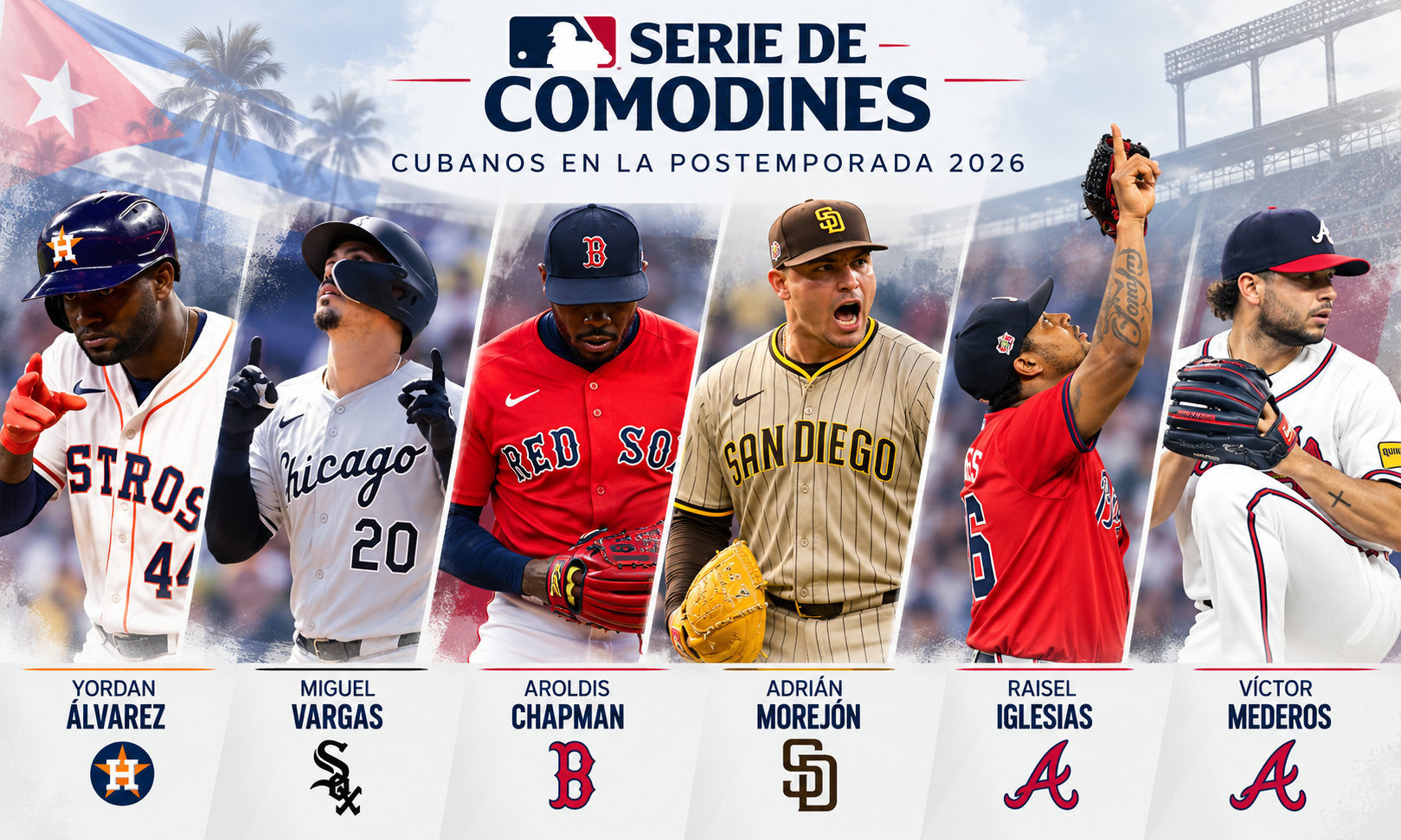 Aquí los seis cubanos en las Series de Comodines que se inician hoy