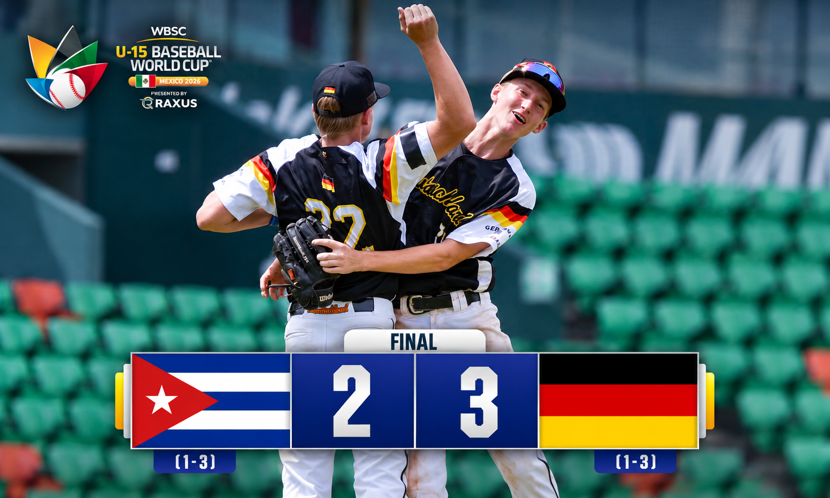 Alemania hace historia, derrota 3-2 a Cuba y sentencia su eliminación del Mundial Sub-15