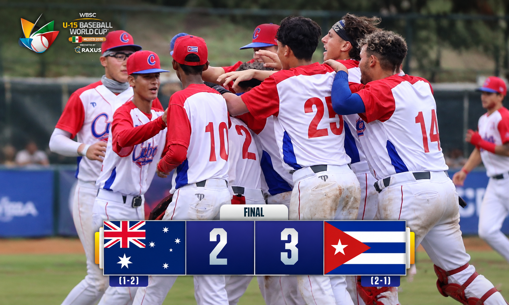 Cuba viene de atrás y deja al campo 3-2 a Australia en la ronda de ubicación del Mundial Sub-15