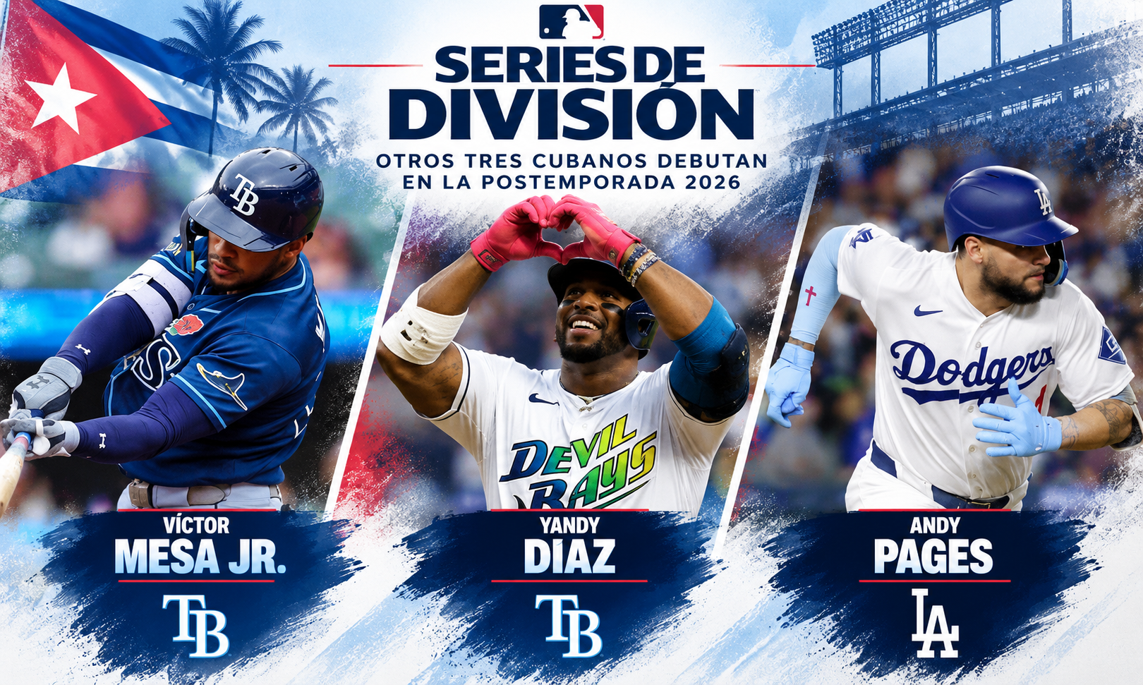 Andy Pages, Yandy Díaz y Víctor Mesa Jr., son los otros tres cubanos que se suman este sábado a la postemporada de MLB