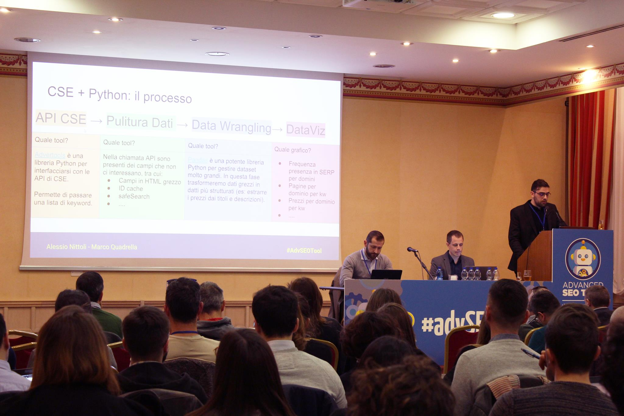 Alessio Nittoli speaking during Advanced SEO Tools in Bologna