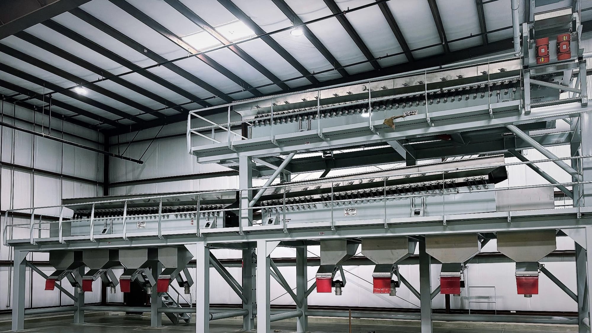 Vi-Pro vibratory size grading system with multiple decks installed in a California almond processing facility