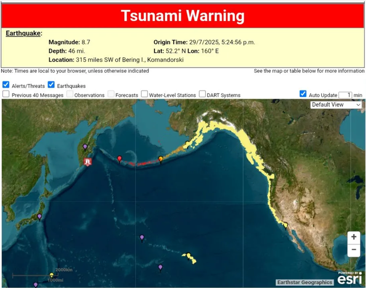 Tsunamis azotan el mundo tras un terremoto de 8.8 grados en la costa de Rusia