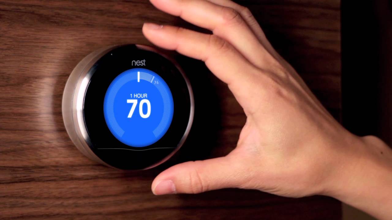 A Nest smart thermostat 