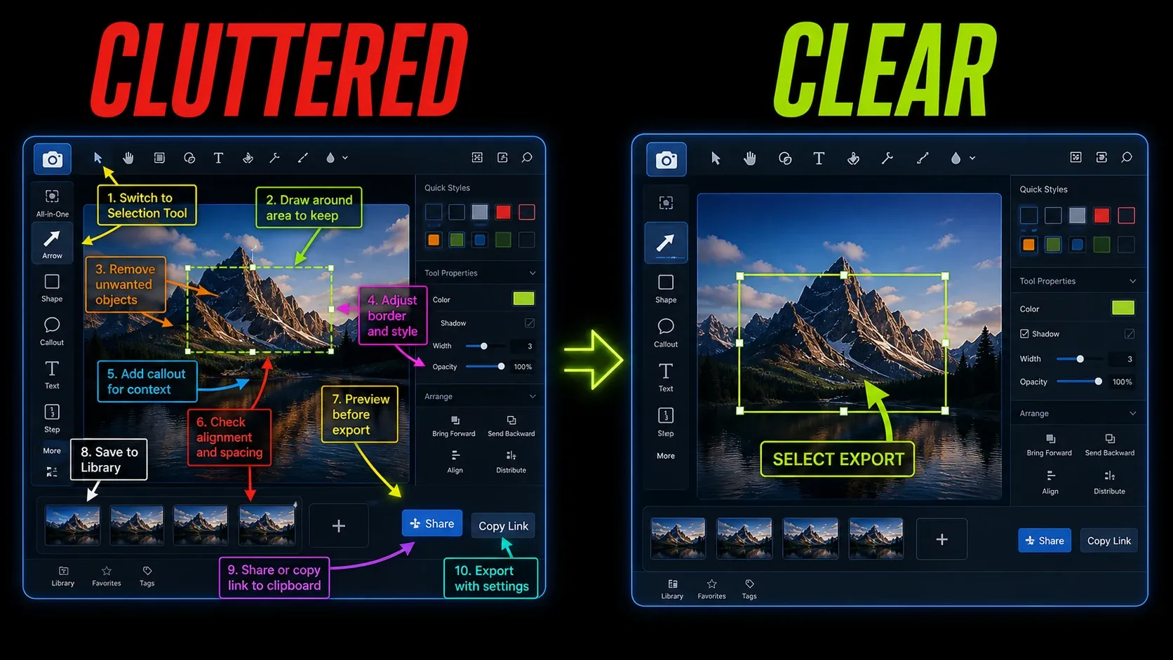 Cluttered screenshot simplified to one crop, one arrow, one short label, and one clear action