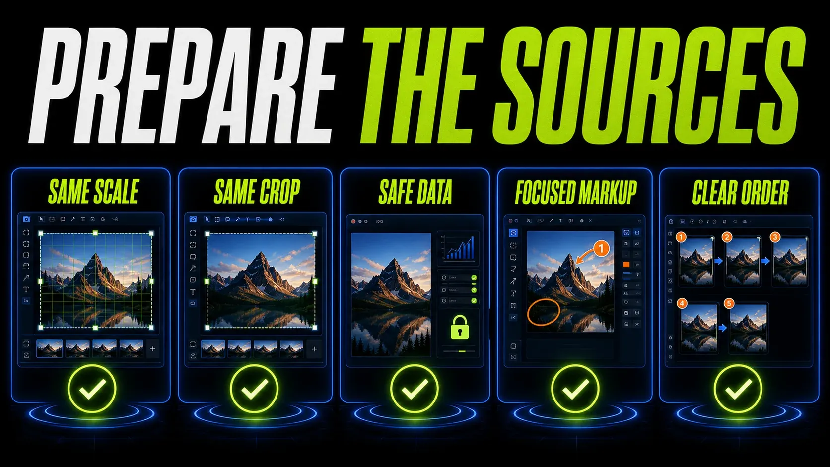 Snagit source-image preparation checklist for consistent scale, crop, privacy, annotation, and order
