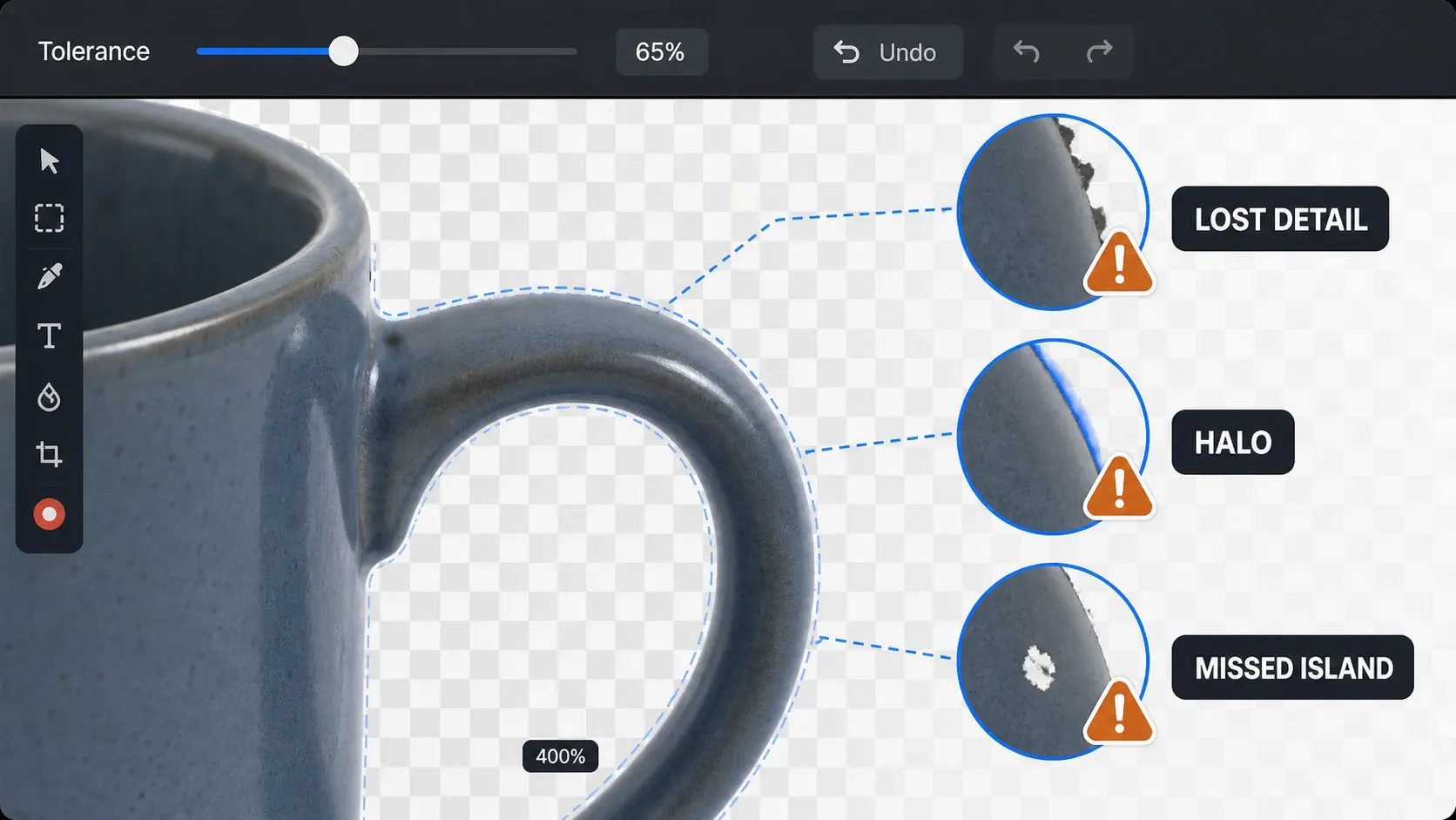 Snagit transparent-background fixes for lost subject detail, color halos, and missed interior islands