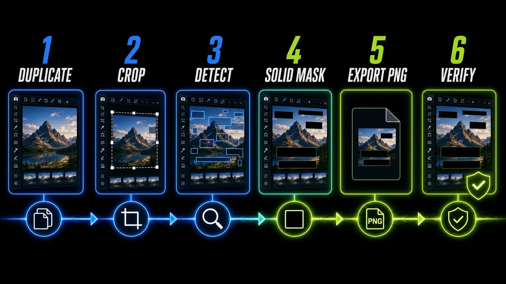 Secure Snagit redaction workflow from duplicate and crop to opaque mask, flatten, and PNG export