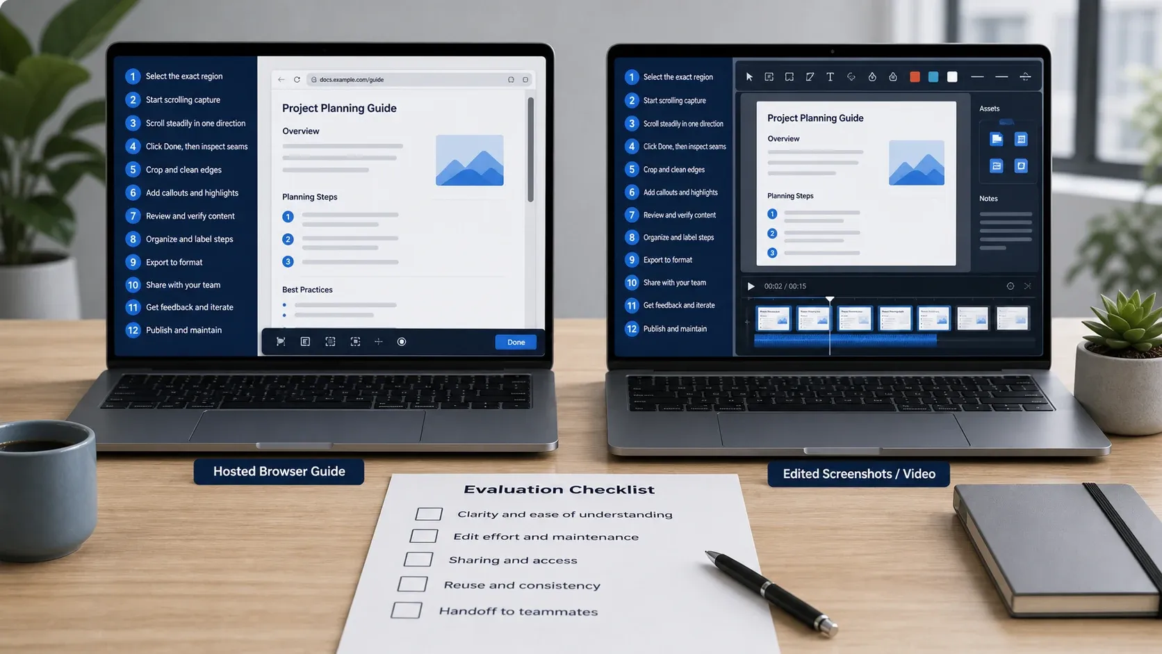 Thirty-minute Scribe versus Snagit evaluation scorecard