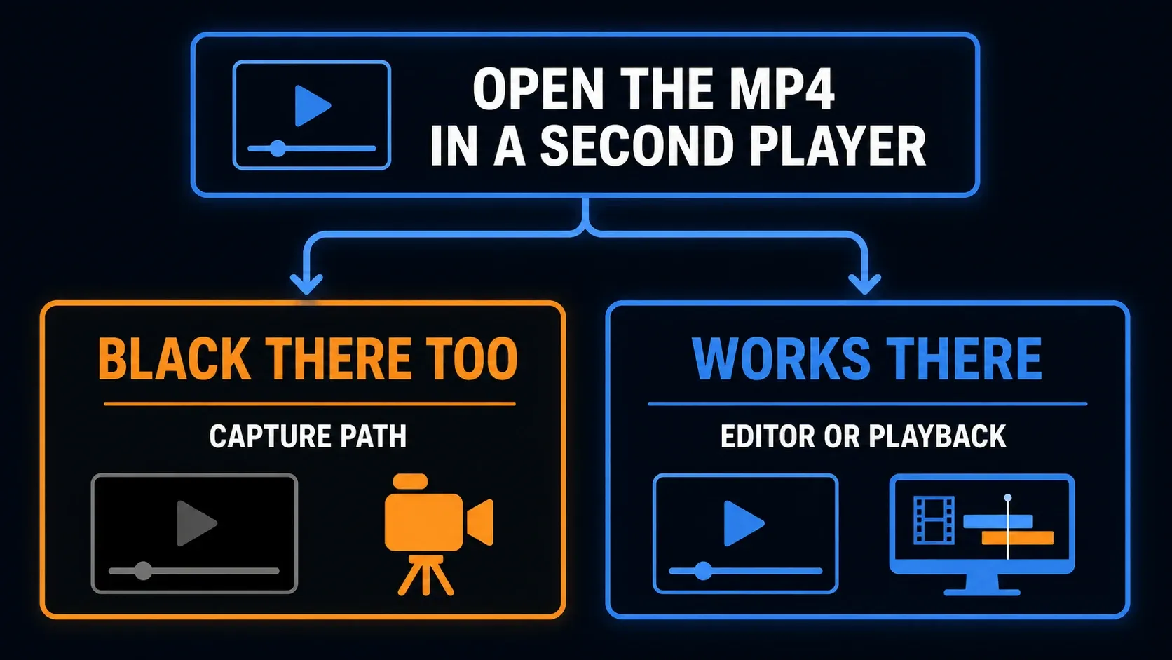 MP4 test that separates a black Snagit capture from an Editor playback problem
