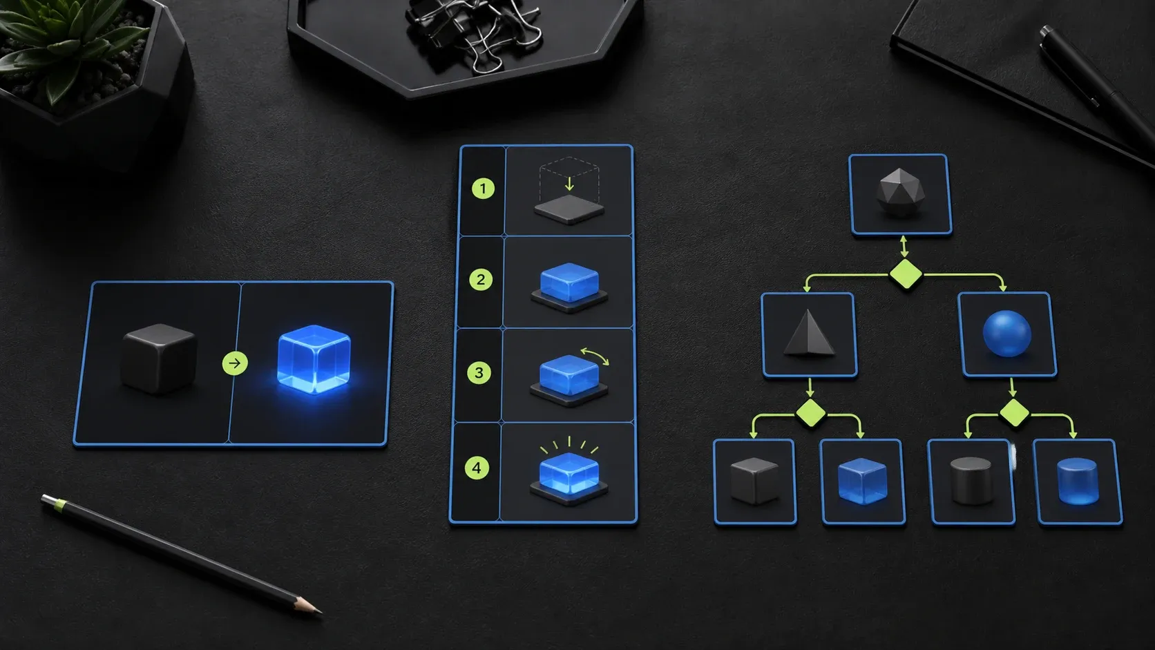 Choose a comparison, short sequence, or separate branching visuals for Snagit documentation