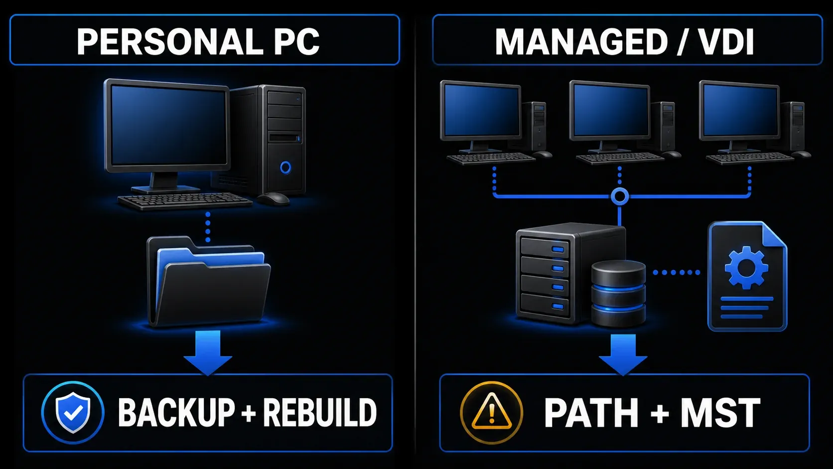Personal PC and managed VDI routes for a Snagit DataStore error