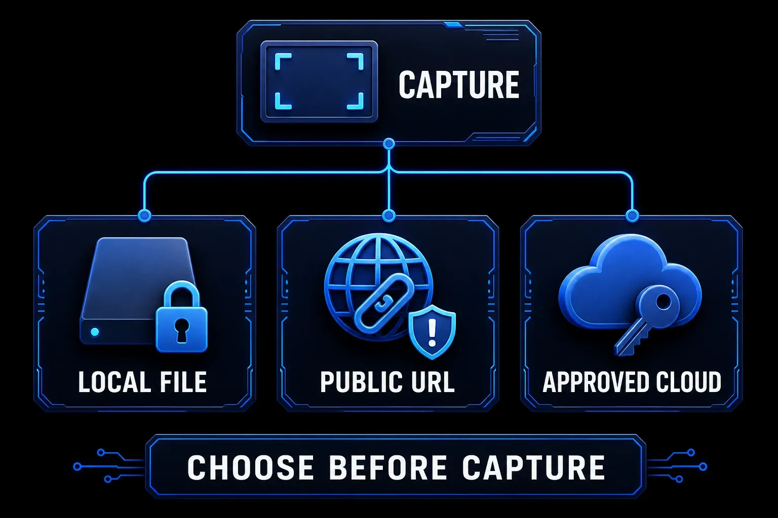 Storage route for local Screenpresso and Snagit files, public links, and approved cloud destinations