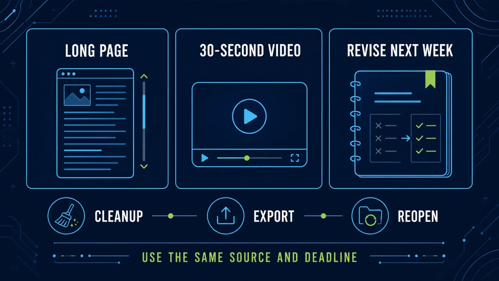 Three-task test for long-page capture video export and later screenshot revision