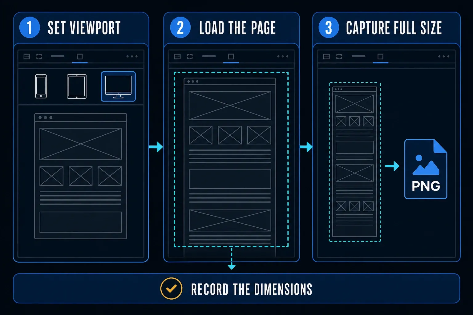 Edge DevTools full size screenshot workflow with responsive viewport and document capture