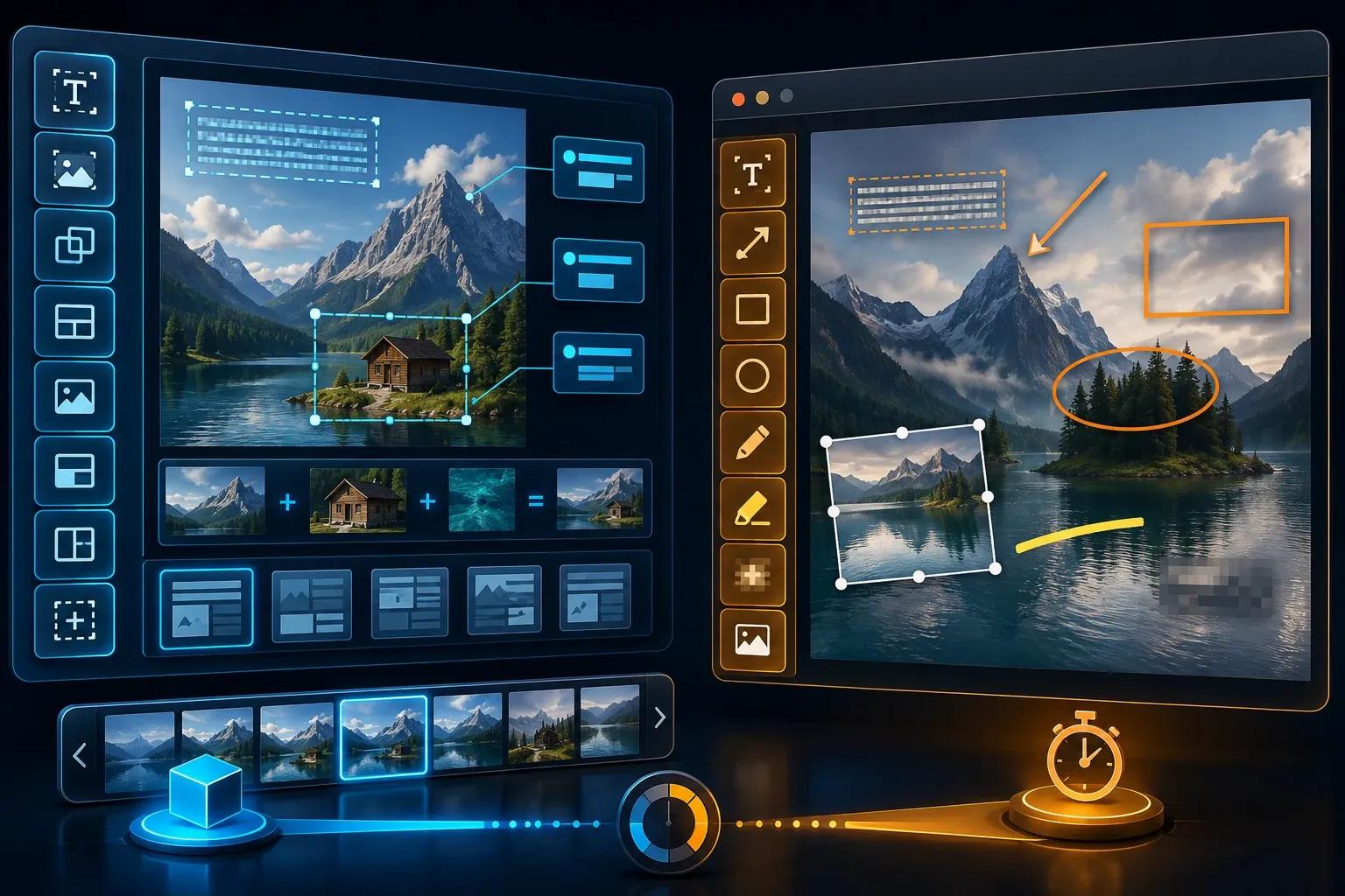 One capture branching to a Snagit local editing file and a Markup Hero live browser markup