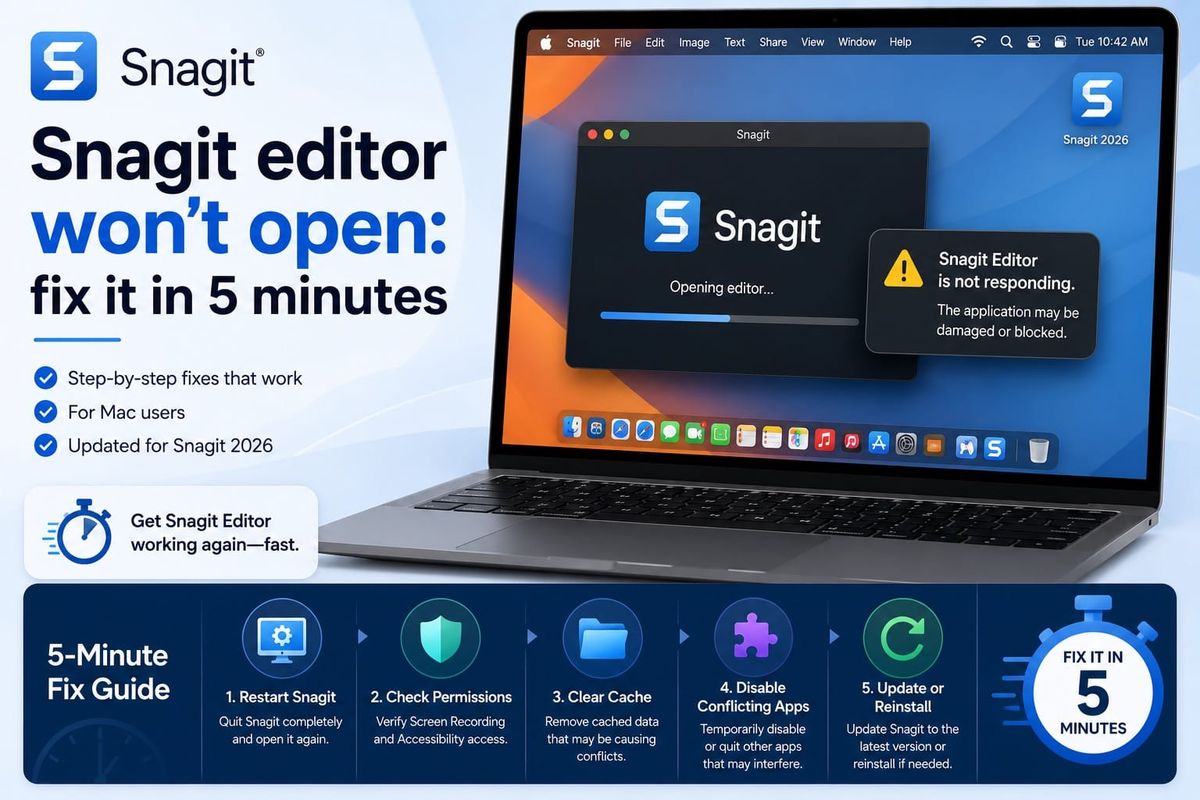 Snagit editor won't open: fix it in 5 minutes