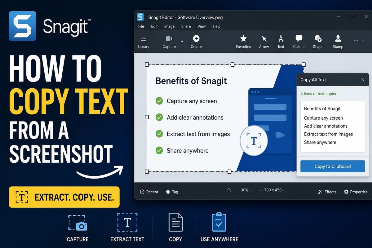 How to Copy Text from a Screenshot in Snagit