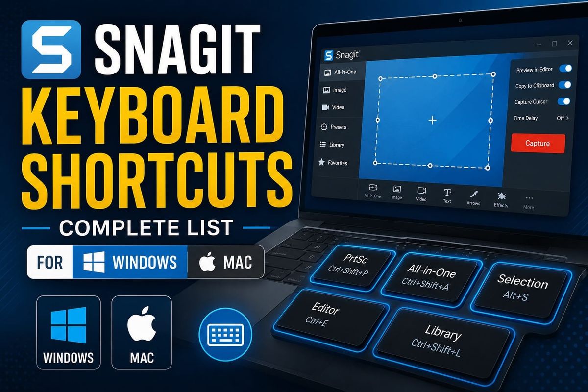 Snagit Keyboard Shortcuts: Complete List for Windows and Mac