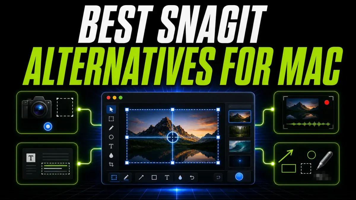 Mac screenshot editor connected to four Snagit alternative workflows
