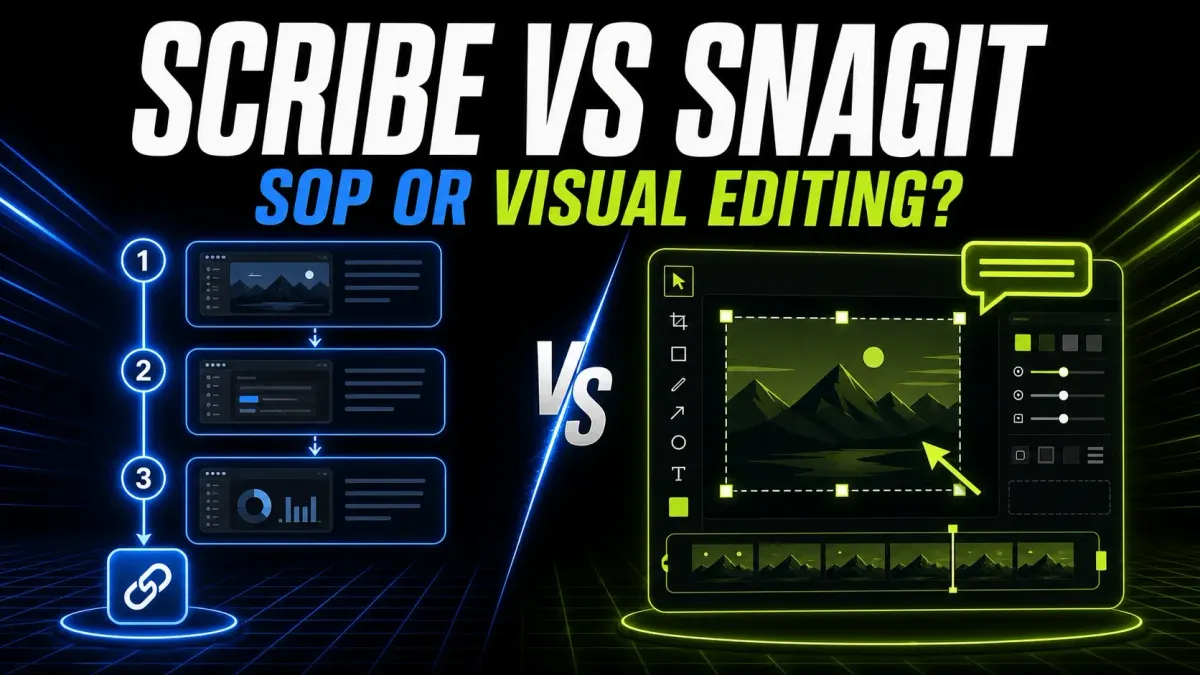 Scribe versus Snagit comparison for SOP creation, screenshot editing, and team publishing