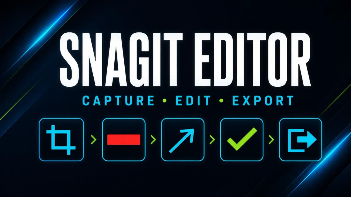 Snagit Editor workflow for cropping redacting annotating reviewing and exporting captures
